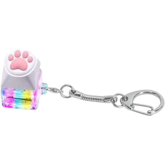 Cute Cat Claw Keyboard Fidget Toys Keychain for Adults Keyboard Clicker with LED Light Keychain Fidget Sensory Toys for Anxiety Decompression