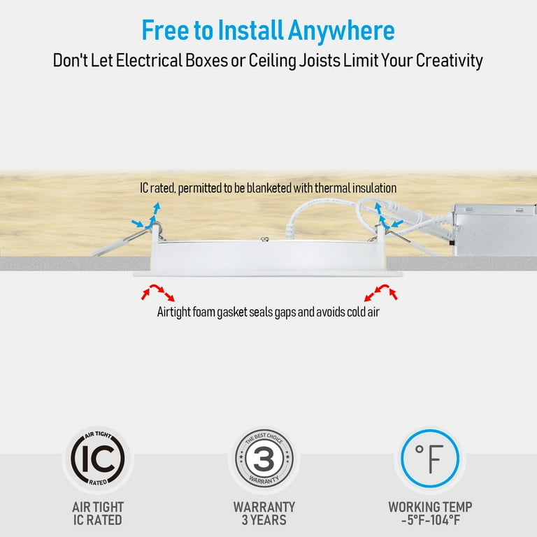 TORCHSTAR Lot De 4 Spots Encastrés à DEL De 15,2 Cm à Intensité