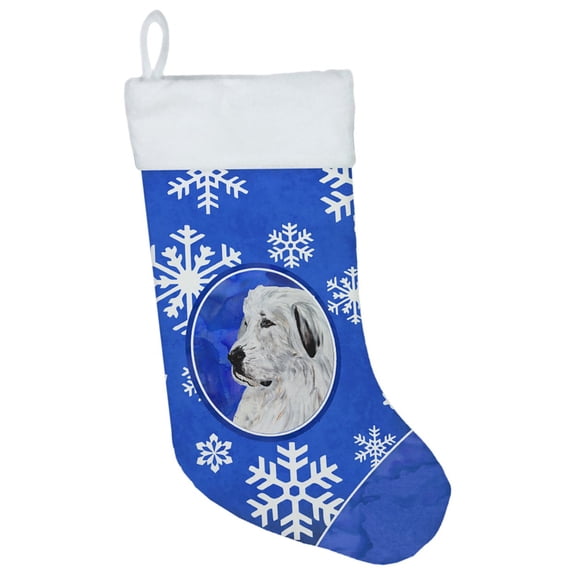 Carolines Treasures SC9786-CS Great Pyrenees Winter Snowflakes Christmas Stocking Large multicolor