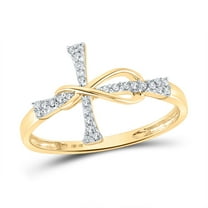 10K Yellow Gold Genuine Diamond Women's Intertwined Infinity Cross Ring 1/10 CT