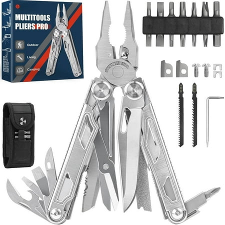 Multitool Pliers BI2045 Stainless Multi Tool Pliers with Replaceable Wire Cutters and Foldable Multitools with and for Camping Repair