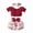 Red, variant on Mercatoo Girls Summer Clothes Solid Color Stripe Tops Flower Print Shorts and Hairband Suit Suitable Size 8 Girls Outfit Set