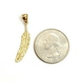 thumbnail image 2 of New 14k Yellow Gold solid feather Pendant Unisex gift fine jewelry 1.1g, 2 of 12