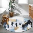 thumbnail image 3 of Round Rugs 4Ft, Modern Canvas Round Area Rug Washable Indoor Throw Carpet, Abstract Oil Painting Art Soft Non Slip Circle Rug for Kitchen Nursery Room Home Decor Aesthetic, 3 of 8