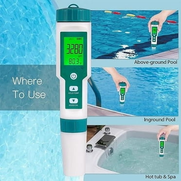 Pool Salt Tester pH and Salt Meter for Saltwater Pools pH and Salinity Digital Tester 5-in-1 Salt Meter for Swimming Pools Hot Tubs and Swim Spas
