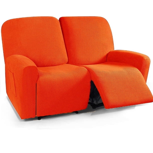 Xiao Hua Funda de sofá elástica naranja gruesa, funda de sillón de forro polar, funda protectora para sofá de sala de estar, 2 plazas