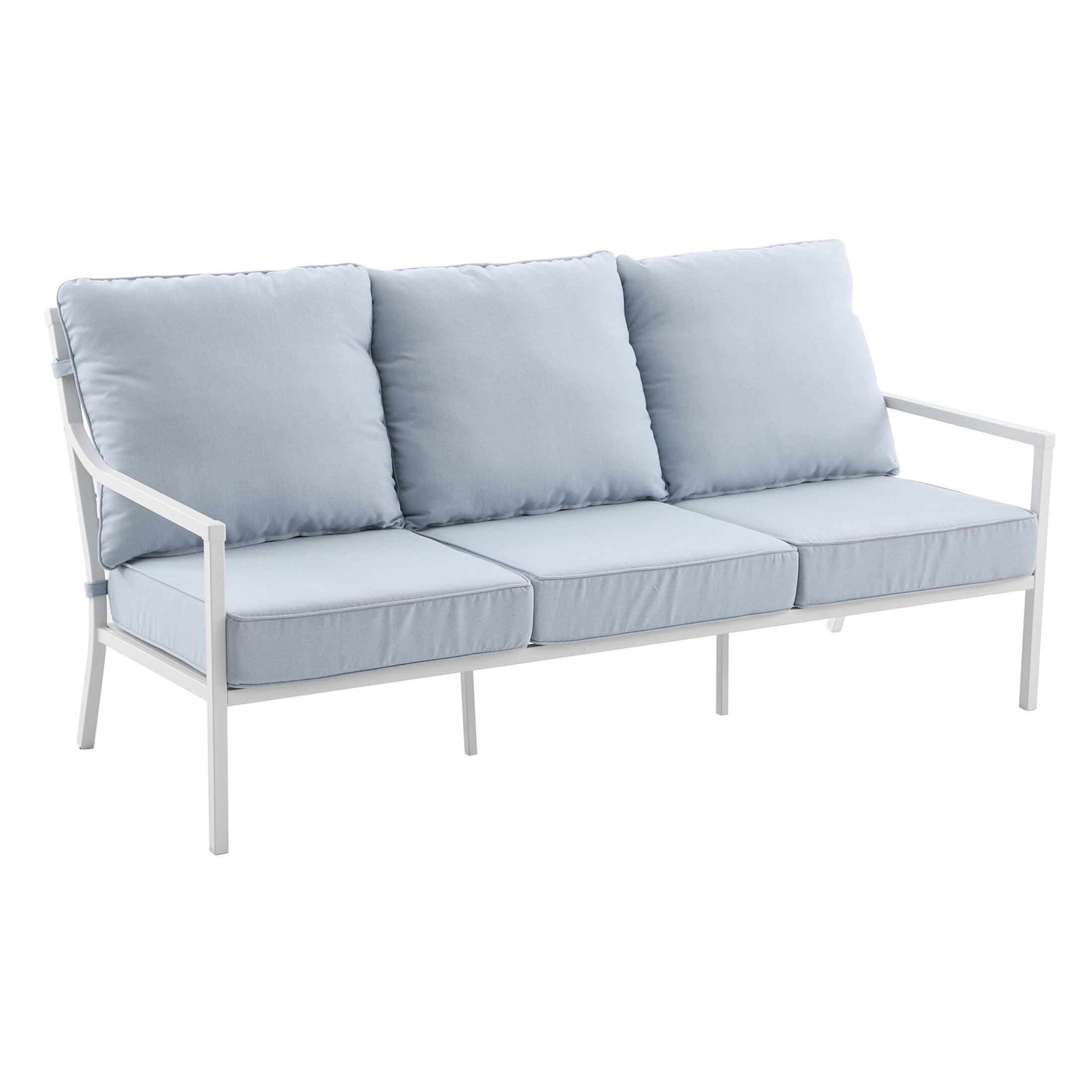 My Texas House Cambria Steel Outdoor Sofa, White/Blue