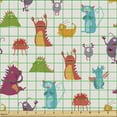 thumbnail image 2 of Ambesonne Cartoon Fabric by the Yard Upholstery, Colorful Spooky Monsters, 1 Yard, Multicolor, 2 of 5