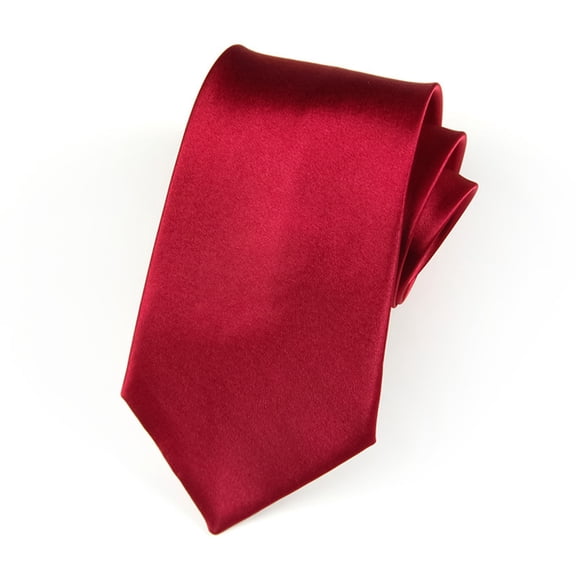 IQOGKRN Plain Men Ties Long Satin Necktie for Wedding Business Cufflinks Plain Colors Red