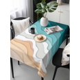 thumbnail image 6 of Teal Green Table Cloth, Geometric Brown White Beach Waves Gradient Waterproof Tablecloth for Rectangle Tables, Reusable Washable Fabric Table Cover for Restaurant Kitchen Dining Tables 60"x120", 6 of 6