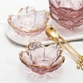 thumbnail image 3 of Dengjunhu 2Pcs Sakura Plates Soy Sauce Dish with gold side, Sakura Shaped Glass Seasoning Dishes/Pink Appetizer Plates , Japanese Crystal Salad Bowls, Housewarming Gifts, 3 of 7