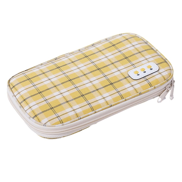 Estuche para lápices de gran capacidad FloreceBien - Organizador sencillo con cremallera - Adultos y adolescentes, amarillo