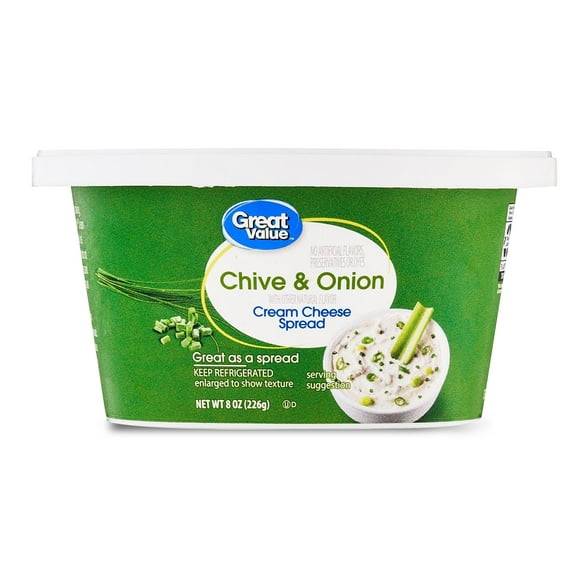 Great Value Chive & Onion Cream Cheese Spread, 8 oz Tub