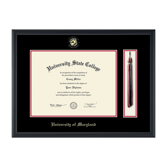 Framerly - UMD Tassel Diploma Frame with Black and Red Mat