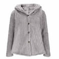 thumbnail image 2 of Gamivast Fuzzy Fleece Jackets Women Hooded Oversized Button Down Long Sleeve Coats Jackets Side Split Fall Fashion Fashion 2025 Winter Warm Loungewear, 2 of 6