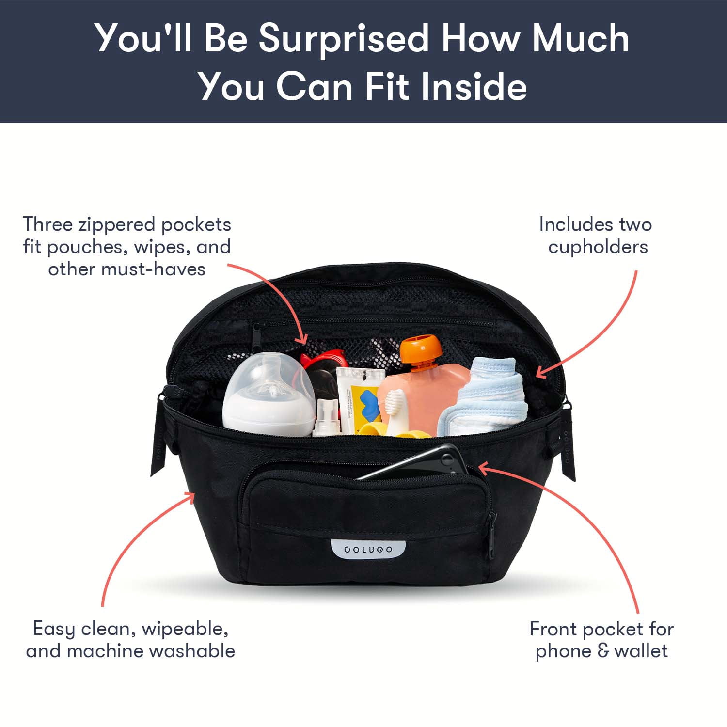Colugo - The On the Go Organizer, Designed to Fit Stroller, Black
