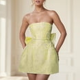 thumbnail image 3 of Strapless Jacquard Mini Dress for Women A-Line Graduation Party Dress with Back Bow and Lace-Up Corset, 3 of 8