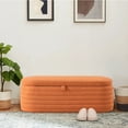 thumbnail image 1 of KOSSMAI Upholstered Tufted Strip Storage Bench Ottoman 45.5" For Living Room Bed Room Office Entry Orange, 1 of 7