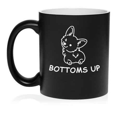 

Corgi Butt Bottoms Up Funny Ceramic Coffee Mug Tea Cup Gift for Her Him Friend Coworker Wife Husband Dog Lover (11oz Matte Black)