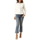 thumbnail image 2 of CHAQUETA DE JEANS PARA MUJER INSPIRADA CHIC, CON BOTONES, HEM PEPLUM, MANGAS LARGAS, CORTA, COLOR BLANCO, TAMAÑO 3XL, 2 of 7