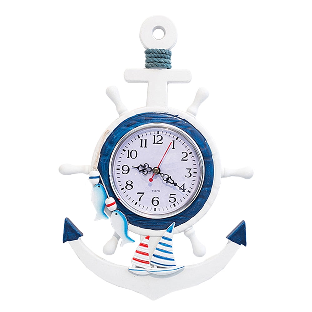 Wall Clock,Nautical Clocks Beach Wheel Wall Clock Decoration Maritime
