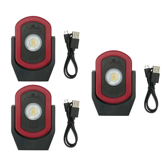 Maxxeon MXN00810 WorkStar Cyclops USB Rechargeable LED Work Light, Red (3 Pack)