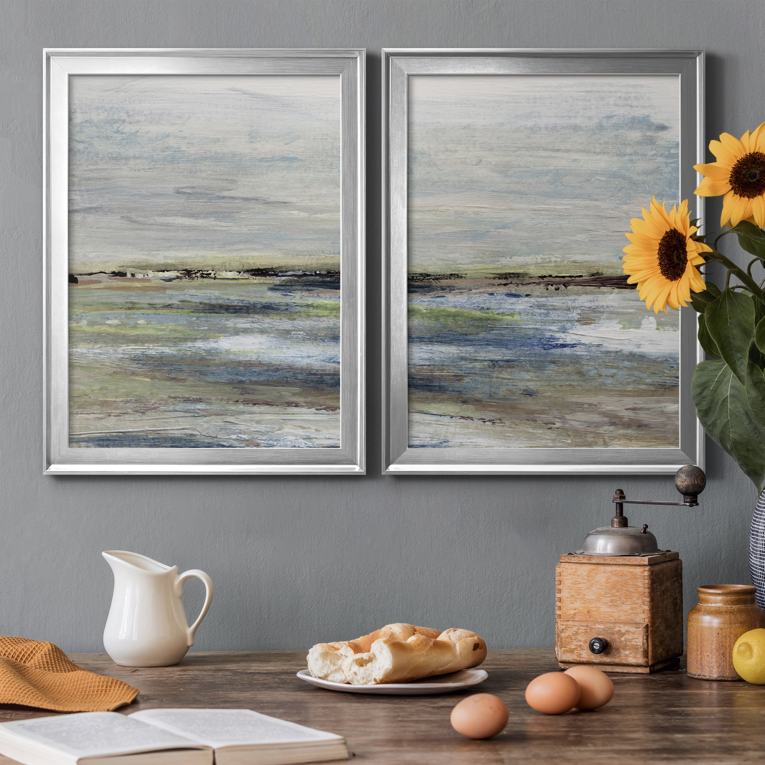 2 Piece Set Wetlands I Premium Framed Canvas - Ready to Hang - 22.5 x 30.5 Each - Silver Frame