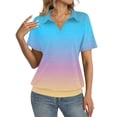 thumbnail image 2 of Lumtrix Womens Polo Shirts Short Sleeve Summer Gradient Tops Business Casual Tees Collared V Neck T Shirt Fashion Loose Fit Tee Sky Blue S, 2 of 4