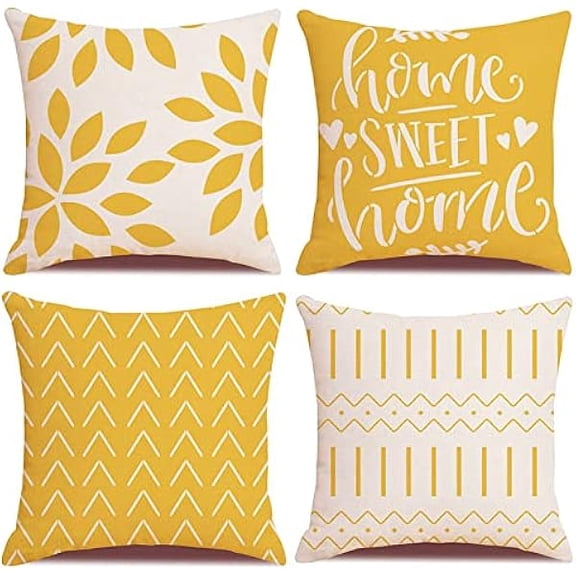 Eryueer Cushion Covers,Cushion Covers 50 x 50 set of 4 Yellow Square Throw Pillow Case cushion covers 20x20 4Pack For Outdoor Patio Garden Blench Living Room Sofa Farmhouse Decor