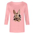 thumbnail image 4 of YanHoo Hauts pour Femmes Manches 3/4 Col Rond Imprimé de Pâques T-Shirt Décontracté Lapin de Pâques Joyeux Hauts de Printemps Amusants T-Shirts Graphiques Œufs de Pâques Mignons Cadeaux de Pâques pour Femmes, 4 of 5