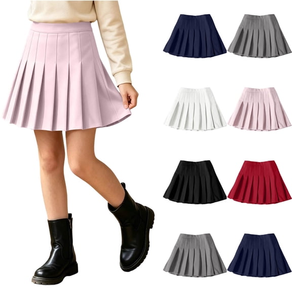 Fancifize Teens Girls High Waist Pleated Skirts Formal Skirt with Built-in Shorts for School Uniform Trendy Cozy Skorts