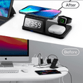 thumbnail image 3 of 15W 4-in-1 Wireless Charging Station with Alarm Clock & Night Light – Fast Charger for iPhone, Apple Watch, AirPods & Android – White, 3 of 10