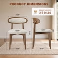 thumbnail image 3 of EOP Mid-Century Wooden Dining Chairs Set of 2, Farmhouse Upholstered Kitchen Dining Chairs with Curved Back, Modern Fabric Side Dining Chair for Dining Room, Restaurant, Beige, 3 of 11