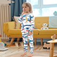 thumbnail image 4 of FORMRS Long Sleeve Top and Pants Pajama Set for Niños 2-Piece Sleepwear, Sizes 18M-8Y, Dark Blue Hand Drawn Sailboats, 4 of 6
