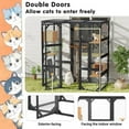 thumbnail image 2 of Outdoor Cat House Pine DIY Enclosure, Double Entry Catio with Platforms & 2 Condos, 62.8"L Balcony Playpen for 1-3 Cats, Black and Brown, 2 of 11