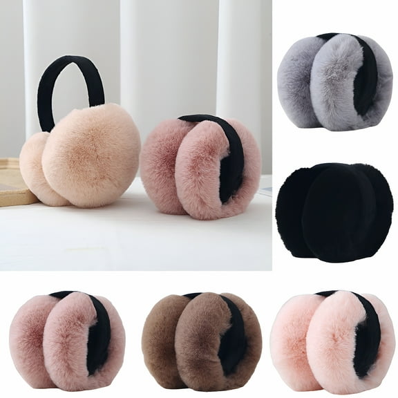 TELOLY Foldable Warm Knit Earmuffs Fleece Winter Ear Muffs Foldable Ear Covers Soft Ear Warmer for Women Outdoor Activities