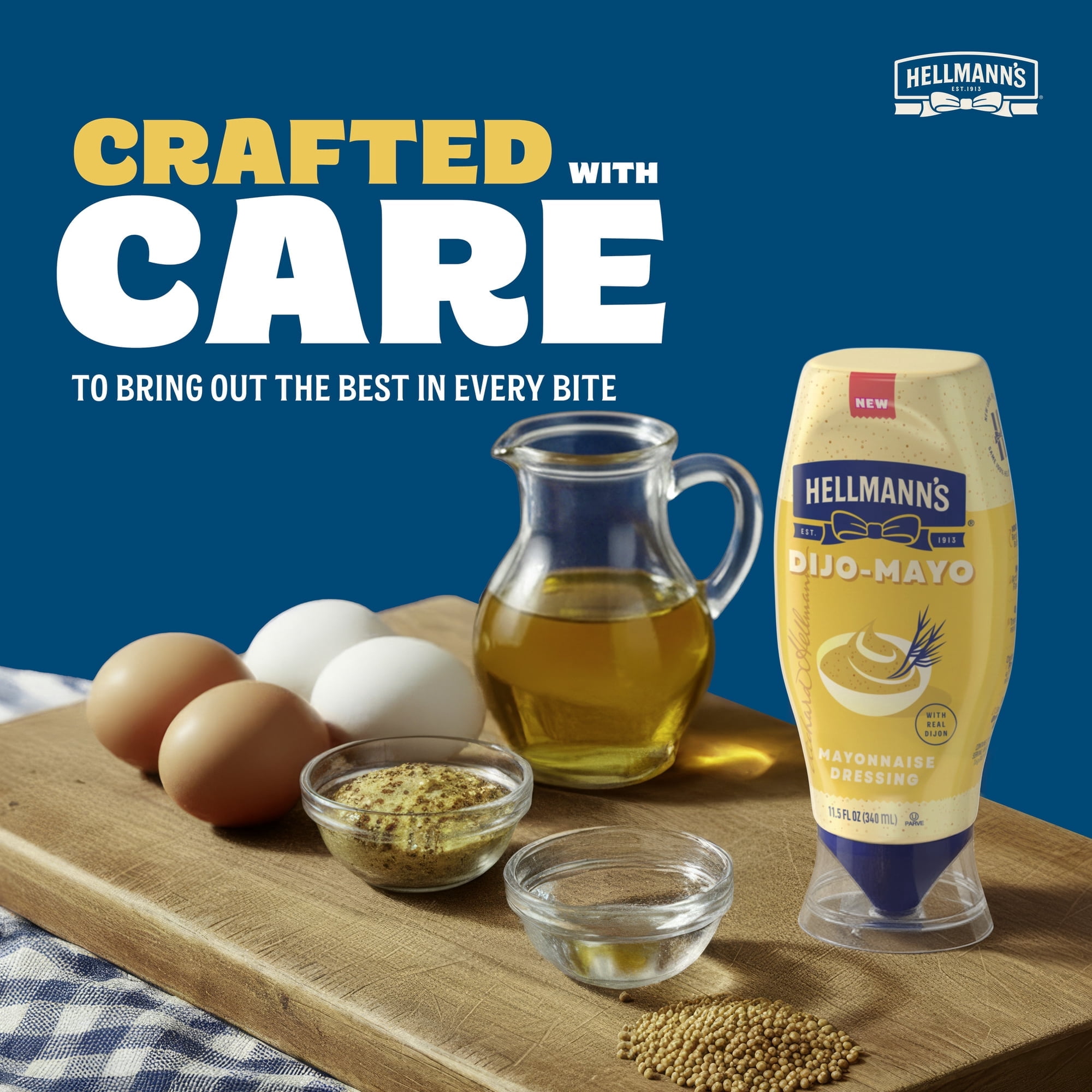 Hellmann's Dijo-Mayo Smooth & Savory Mayonnaise Dressing for Sandwiches, Burgers & More, Mayo Dressing with Real Dijon, 11.5 fl oz