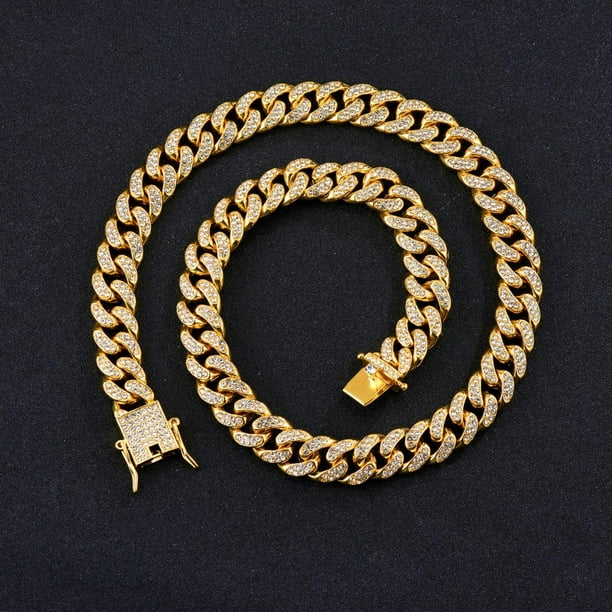 Cadena cubana Hugo imitación pavimentados Bling 1,2 cm dorado 18 pulgadas