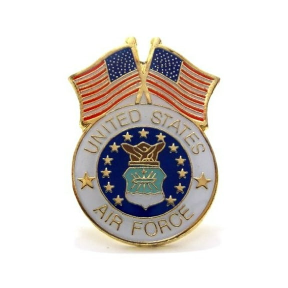 Wholesale Lot of 12 U.S. Air Force Insignia 2 USA Flags Lapel Hat Pin PPM042
