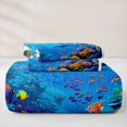thumbnail image 5 of jejeloiu Colorful Ocean Coral Twin Quilt Set,Dolphin Fish Print Twin Coverlet Set For Boys,Multicolor Blue,2-Piece, 5 of 7