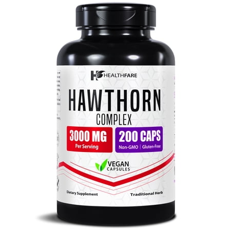 HealthFare Hawthorn Berry Supplement Extract 3000mg | Extra Strength Herbal Formula | 200 Vegan Capsules | Supports Heart & Circulatory Health | Non-GMO, Gluten-Free | Made in USA