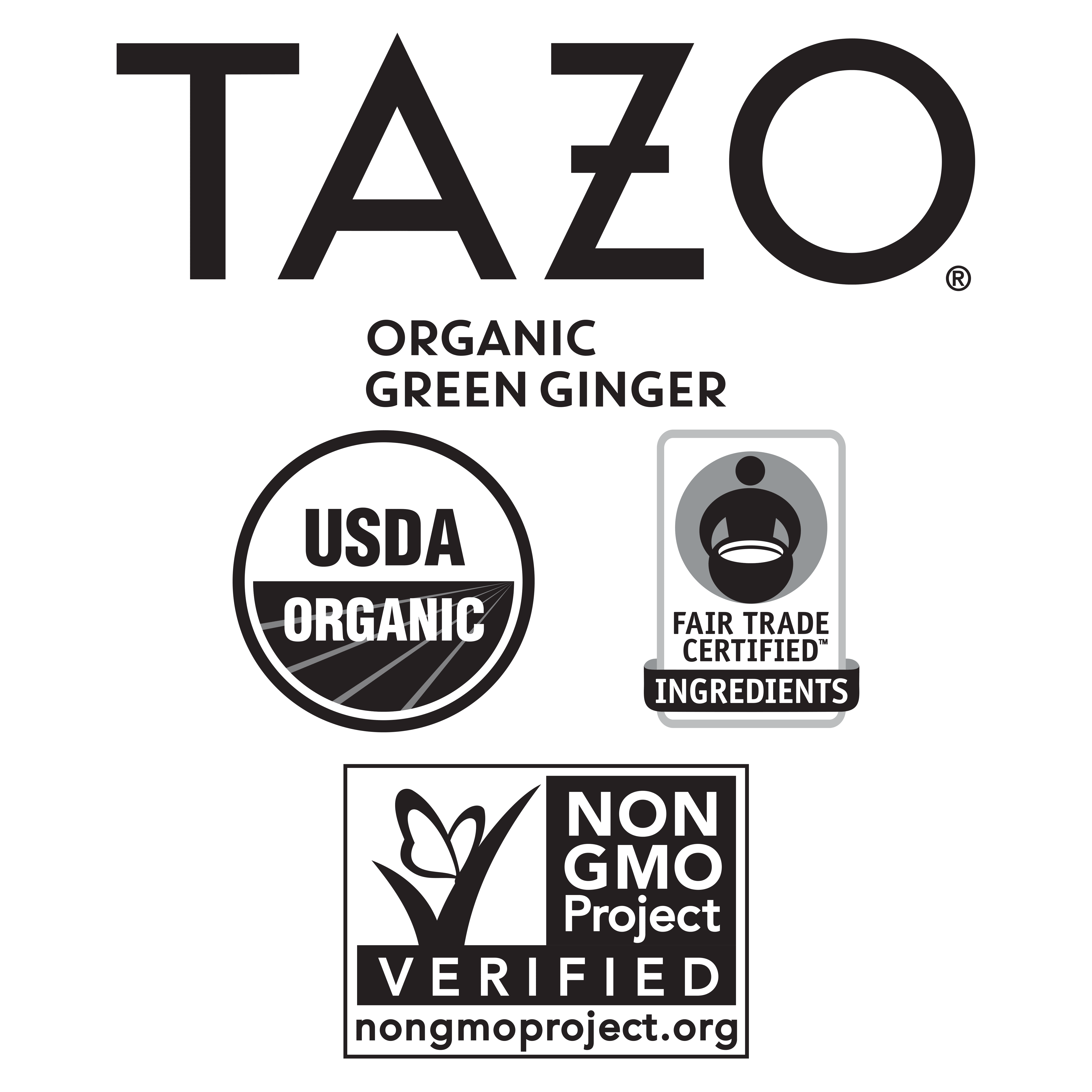 Tazo 10794522003560 1.23 oz. Tea Bags - Organic Green Ginger (96/Carton)