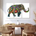 thumbnail image 3 of Elephant Stock Floral Doodle Elephant Wall Art - Horizontal Multi Panel Canvas - Living Room Wall Decor - Animal Multi Panel - Red And White Decor - 65" x 42", 3 of 8