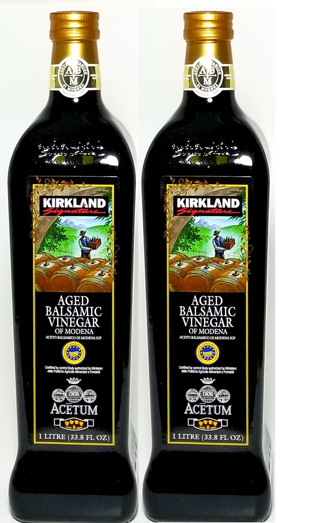 Aged Balsamic Vinegar, Made in Italy 1 liter (33.8 Fl Oz.) (Pack of 2