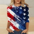 thumbnail image 2 of SELONE Fourth of July Print Womens Tops Star Stripe Shirts Crewneck 3/4 Sleeve Clothes Patriotic Graphic Wear, 2 of 5