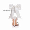 thumbnail image 3 of White silk satin ankle wrap big bow stiletto heels for women sexy elegant open round toe high heels, wedding prom bachelorette cocktail party evening dress, 3 of 7