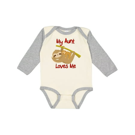 

Inktastic My Aunt Loves Me Sloth Gift Baby Boy or Baby Girl Long Sleeve Bodysuit