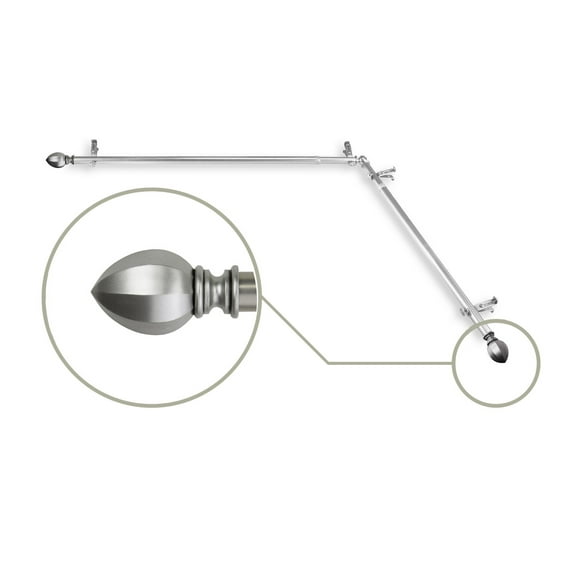 Contemporary Home Living 105" Silver Solid Contemporary Corner Window Curtain Rod