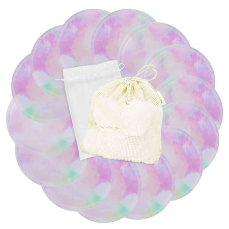 Wegreeco Nursing Pads (14 Pack) + Laundry Bag & Travel Storage Bag, 4.7 inch - Washable & Reusable Breastfeeding Nursing Pads (Dreamy, Large)