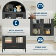 thumbnail image 4 of 73" Arched Metal Storage Cabinet – Glass Doors, Adjustable Shelves & Drawer for Living/Dining Room, Modern Farmhouse Style (Black), 4 of 7